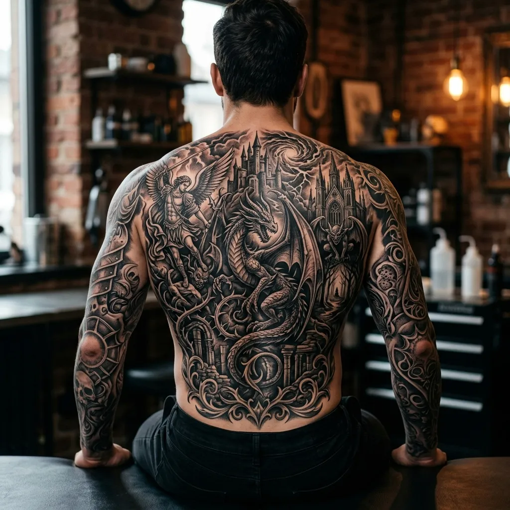Blackwork cover-up dövme kapatma çalışması Mersin